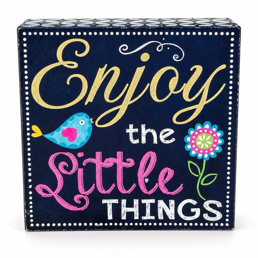 Hobby Lobby Enjoy the Little Things Wall Plaque Sign 7.875” Bird Flower Decor